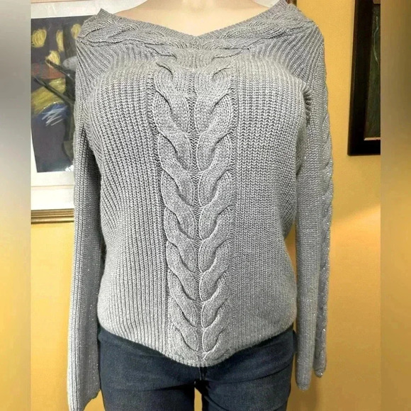 Westport 1962 Sweaters - Westport 1962 Womens Gray Cable Knit Sweater